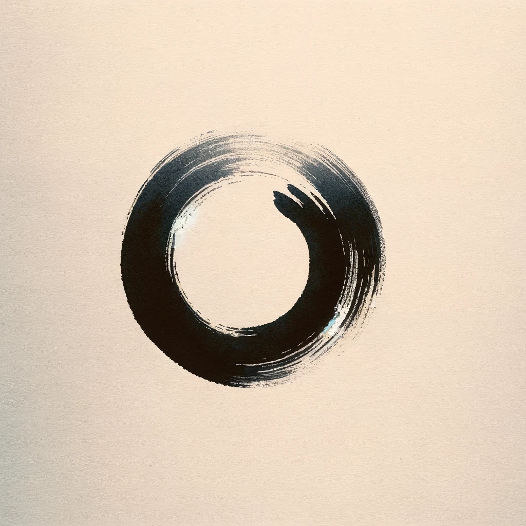 Minimalistic black Enso circle on paper.